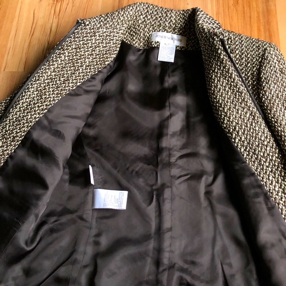 JONES NEW YORK Tweed Wool Blazer Jacket Brown Sz 4 - Picture 3 of 14